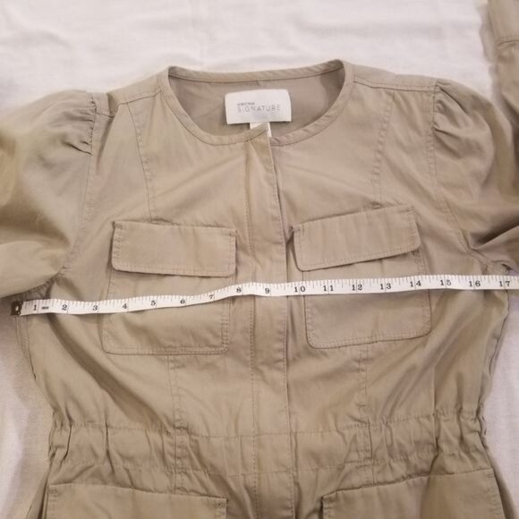 Nordstrom Tan Utility Jacket Sz XS Full Zip Cotton Cargo Safari Capsule Neutral - Picture 8 of 9